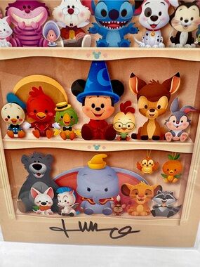 Disney postcard  "Disney Plushies" signed by artist Jerrod Maruyama. 5x7 inch